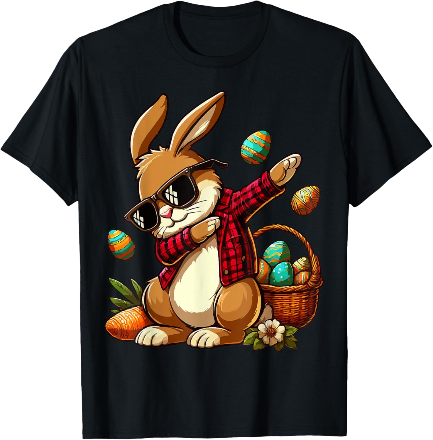 Dabbing Bunny Rabbit Happy Easter eggs For Boys Girls Kids T-Shirt