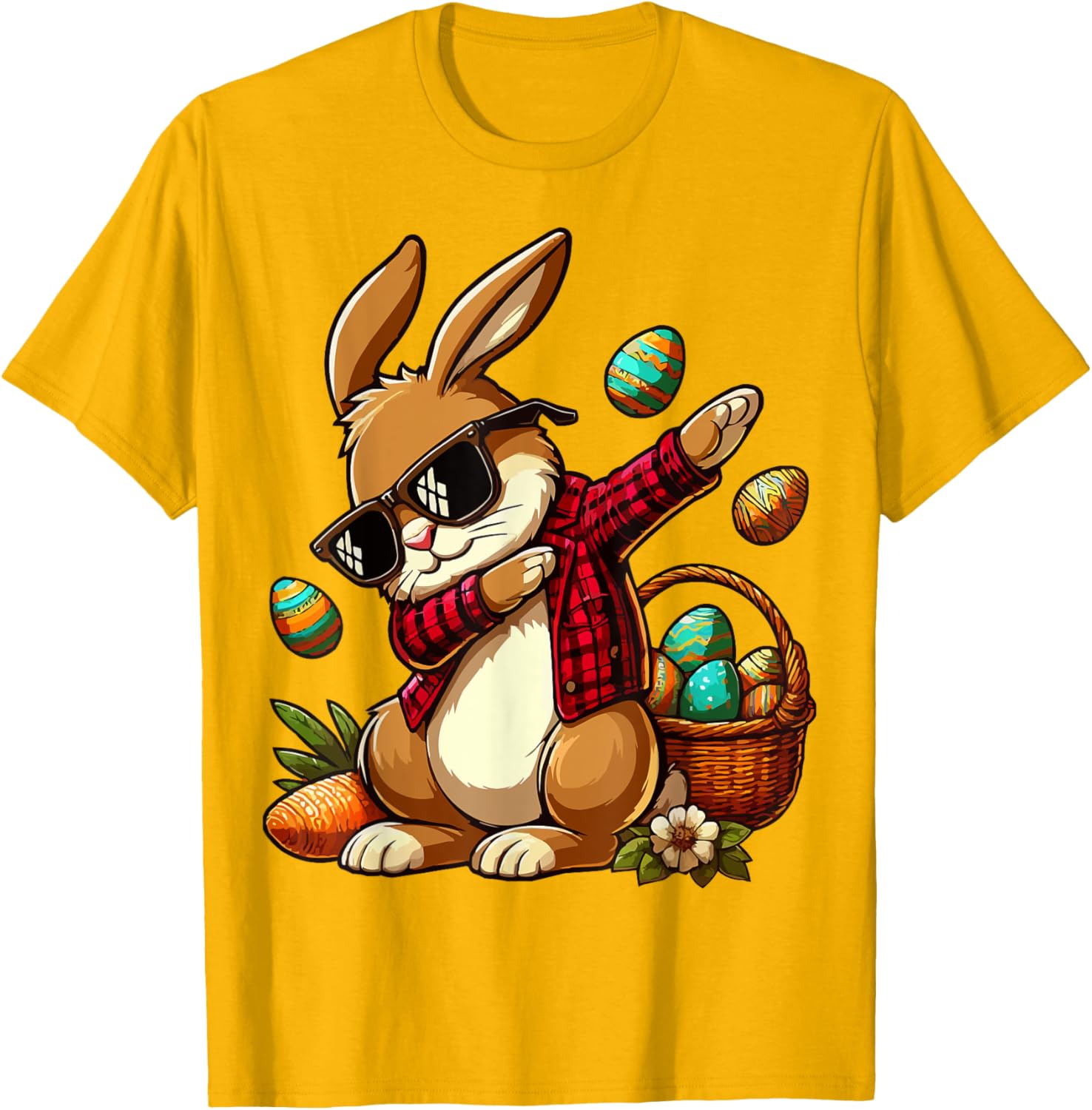 Dabbing Bunny Rabbit Happy Easter eggs For Boys Girls Kids T-Shirt