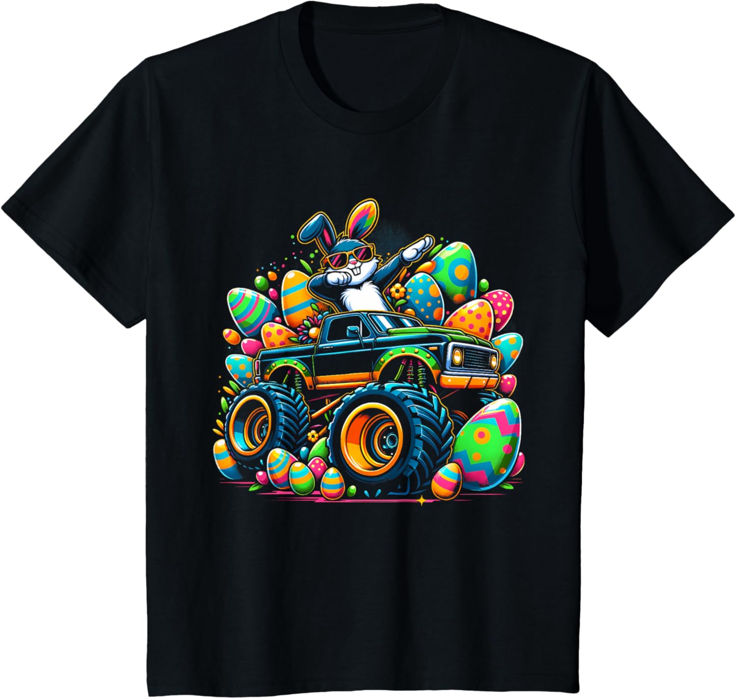 Dabbing Bunny Rabbit Monster Truck Easter Egg Boys Dab Dance T-Shirt