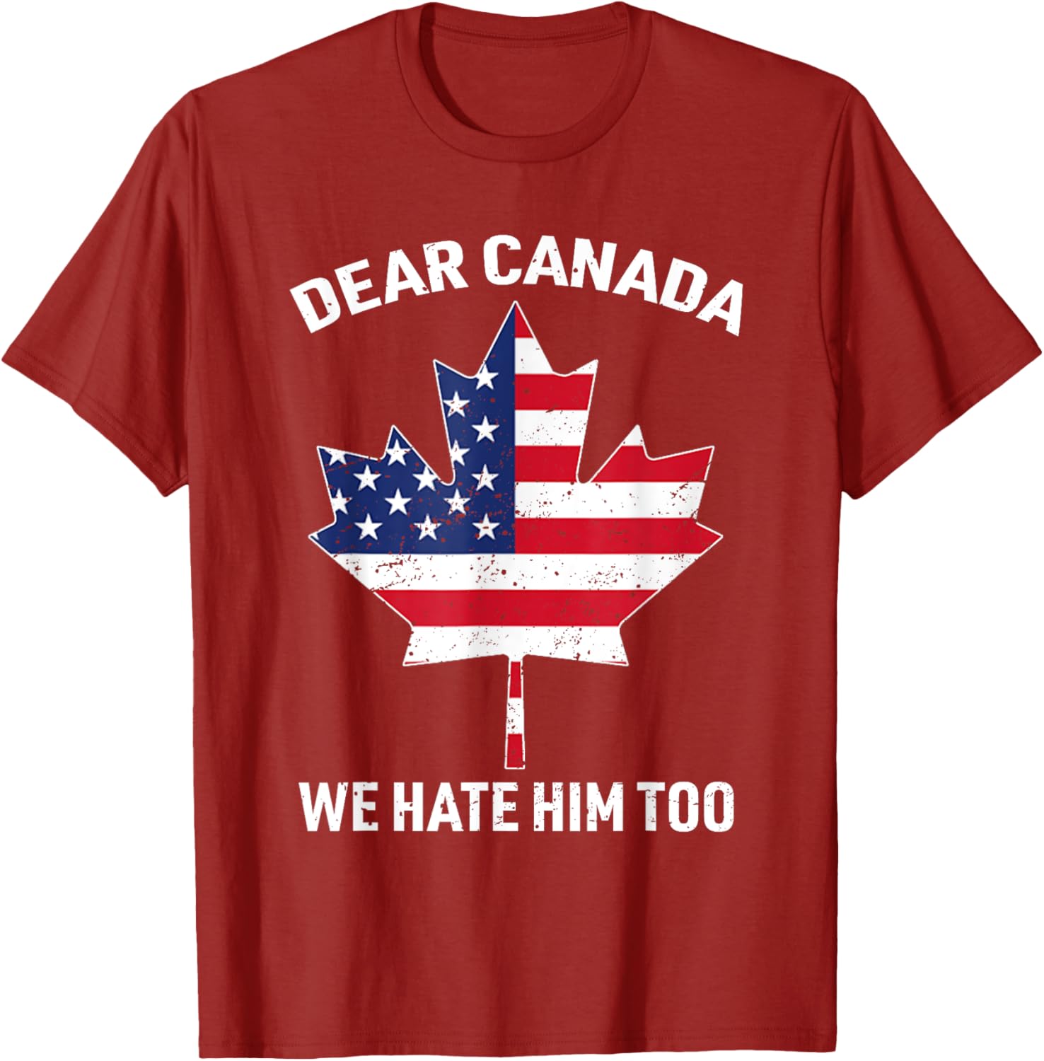 Dear Canada We Hate Him Too Political Protest America Flag T-Shirt