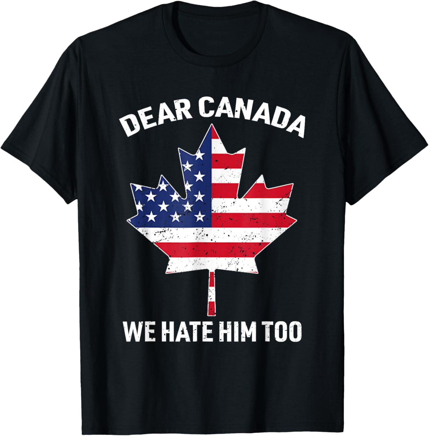 Dear Canada We Hate Him Too Political Protest America Flag T-Shirt