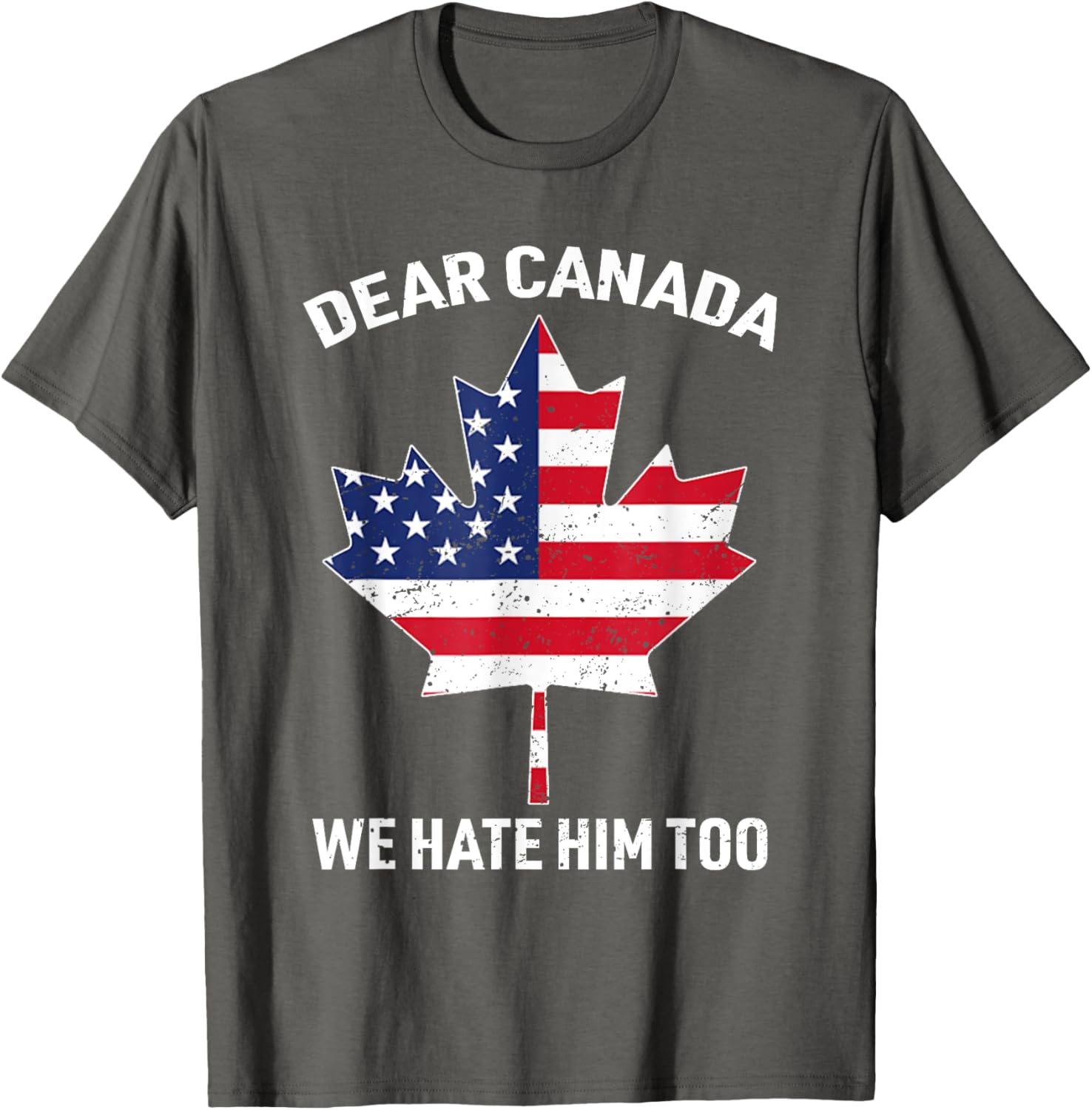 Dear Canada We Hate Him Too Political Protest America Flag T-Shirt