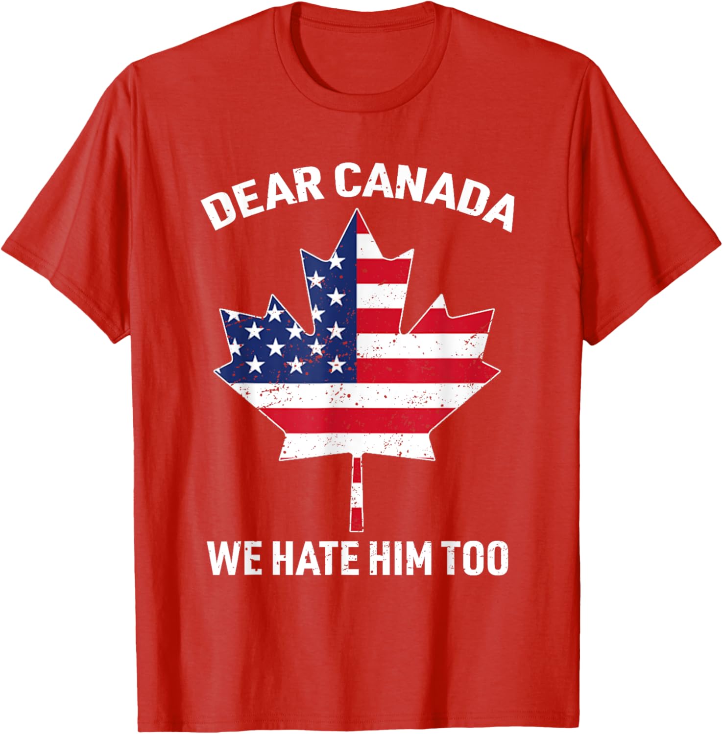 Dear Canada We Hate Him Too Political Protest America Flag T-Shirt