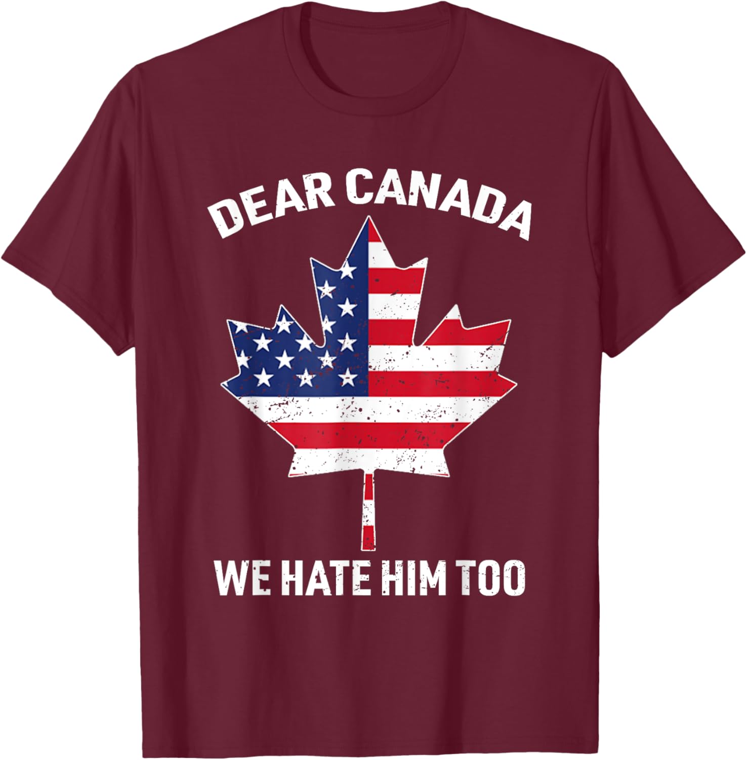 Dear Canada We Hate Him Too Political Protest America Flag T-Shirt