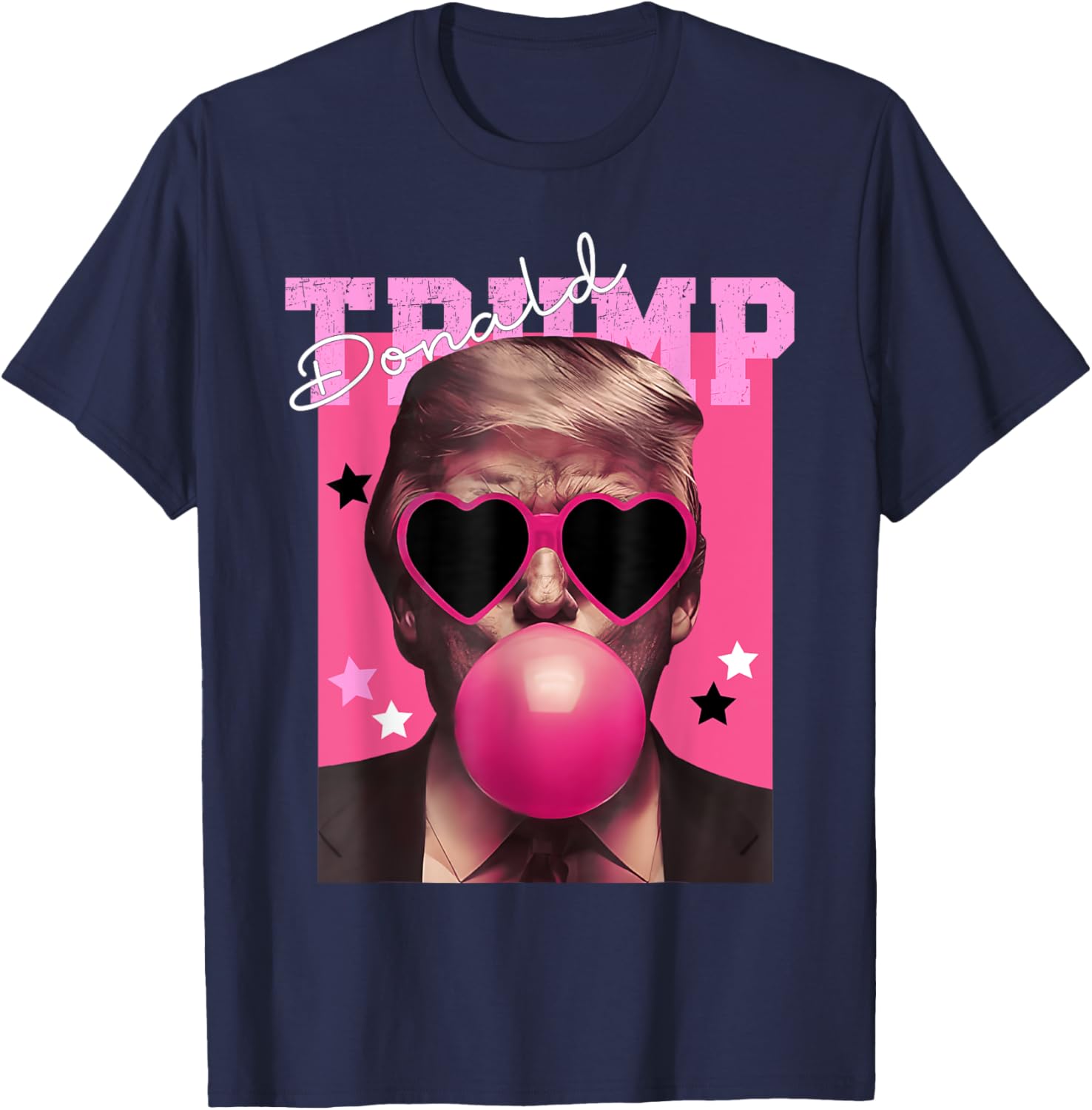 Donald Trump Blowing Bubble Gum Pink Sunglasses Trump 2024 T-Shirt