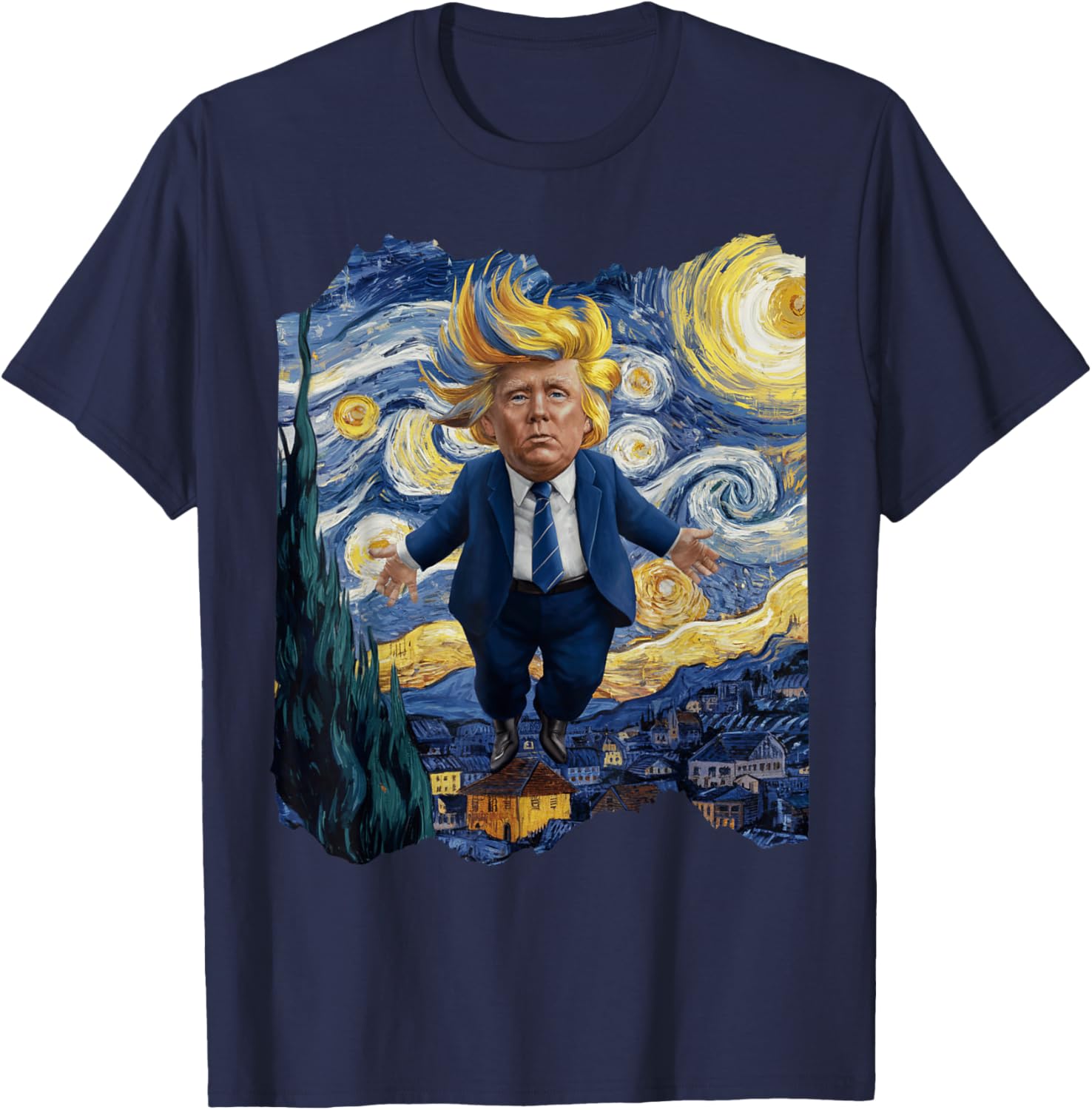 Donald Trump President Van Gogh Art Painting Star Sky Night T-Shirt