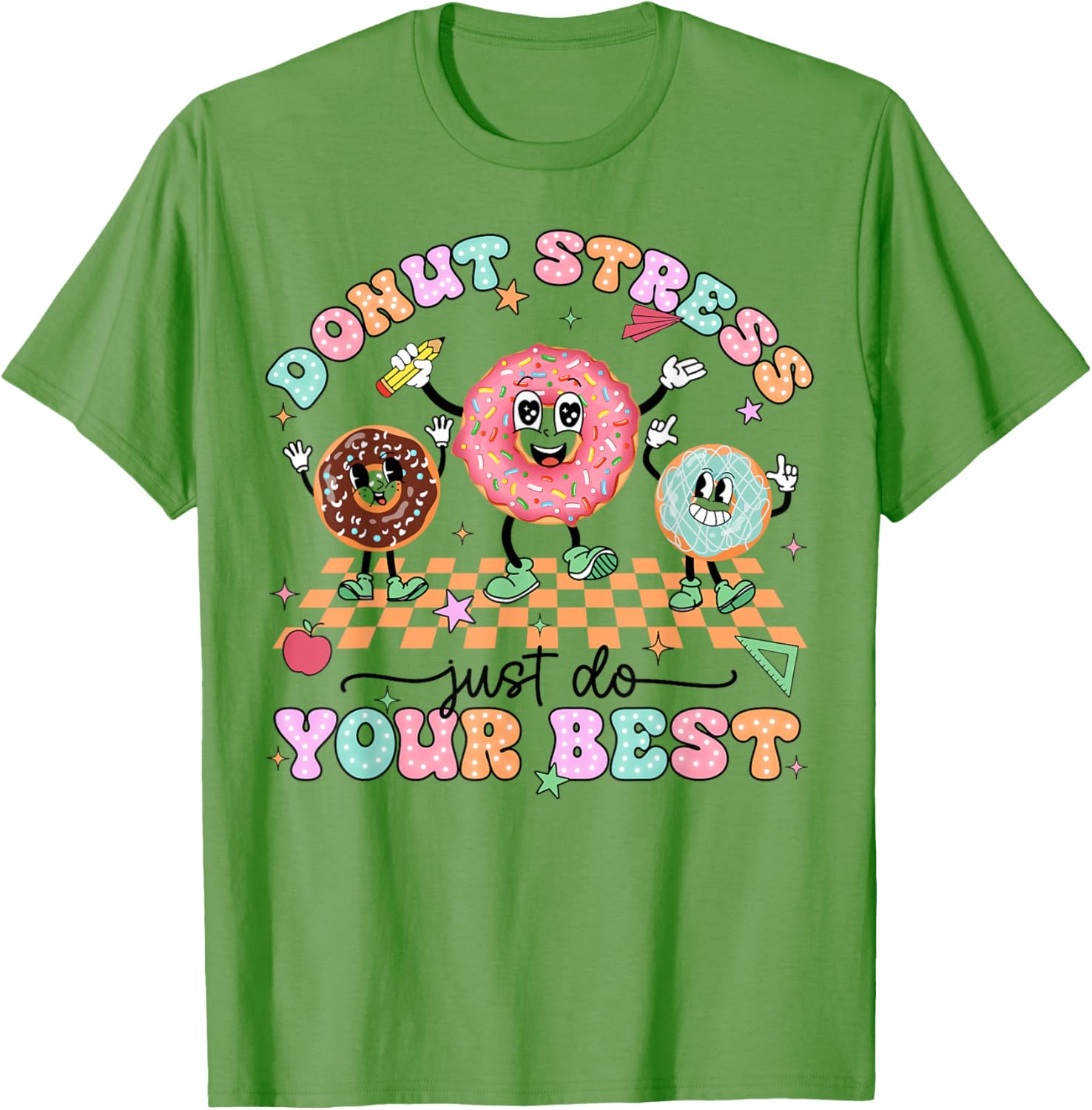 Donut Stress Just Do Your Best Test Day Teachers Kids Groovy T-Shirt