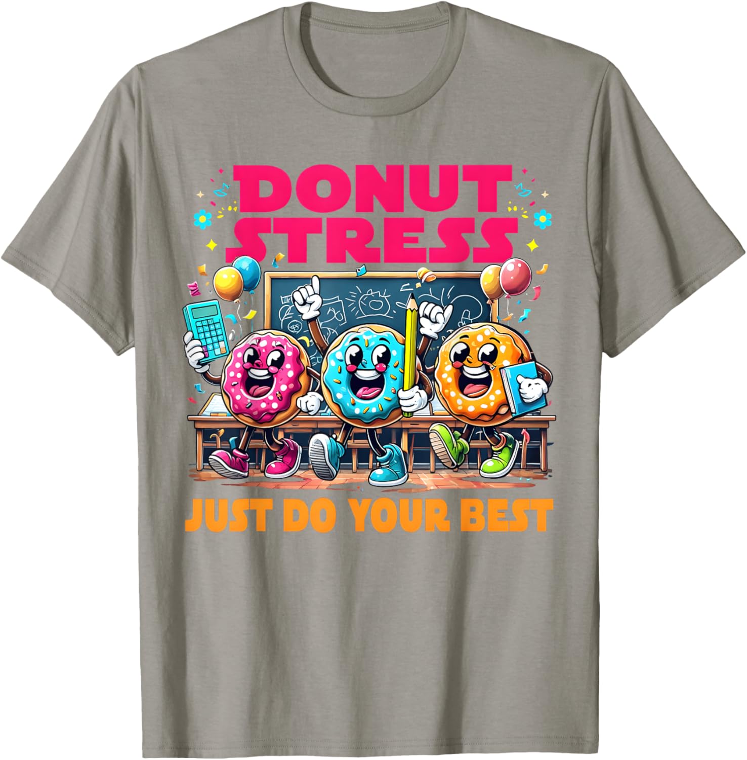 Donut Stress Just Do Your Best Testing Day Squad Teacher Kid T-Shirt