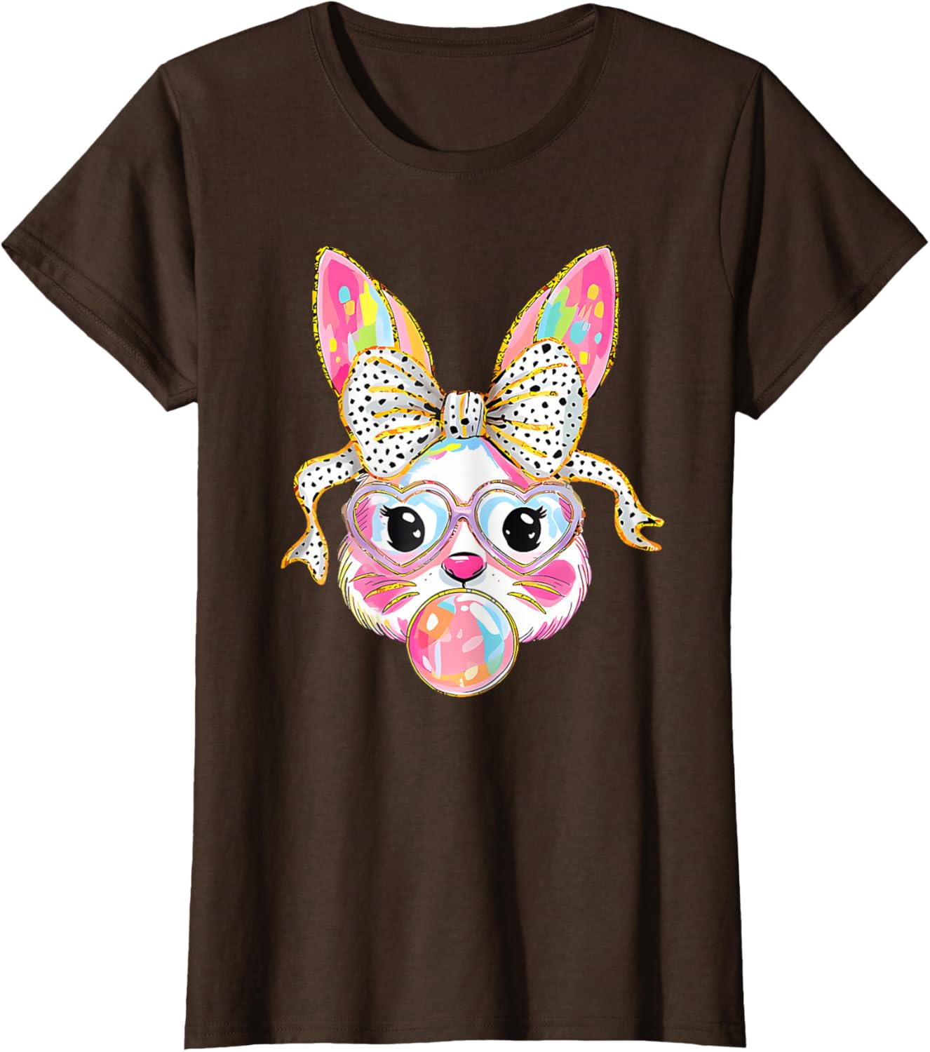 Dy Cute Bunny Face Tie Dye Glasses Coquette Bow Easter Day T-Shirt