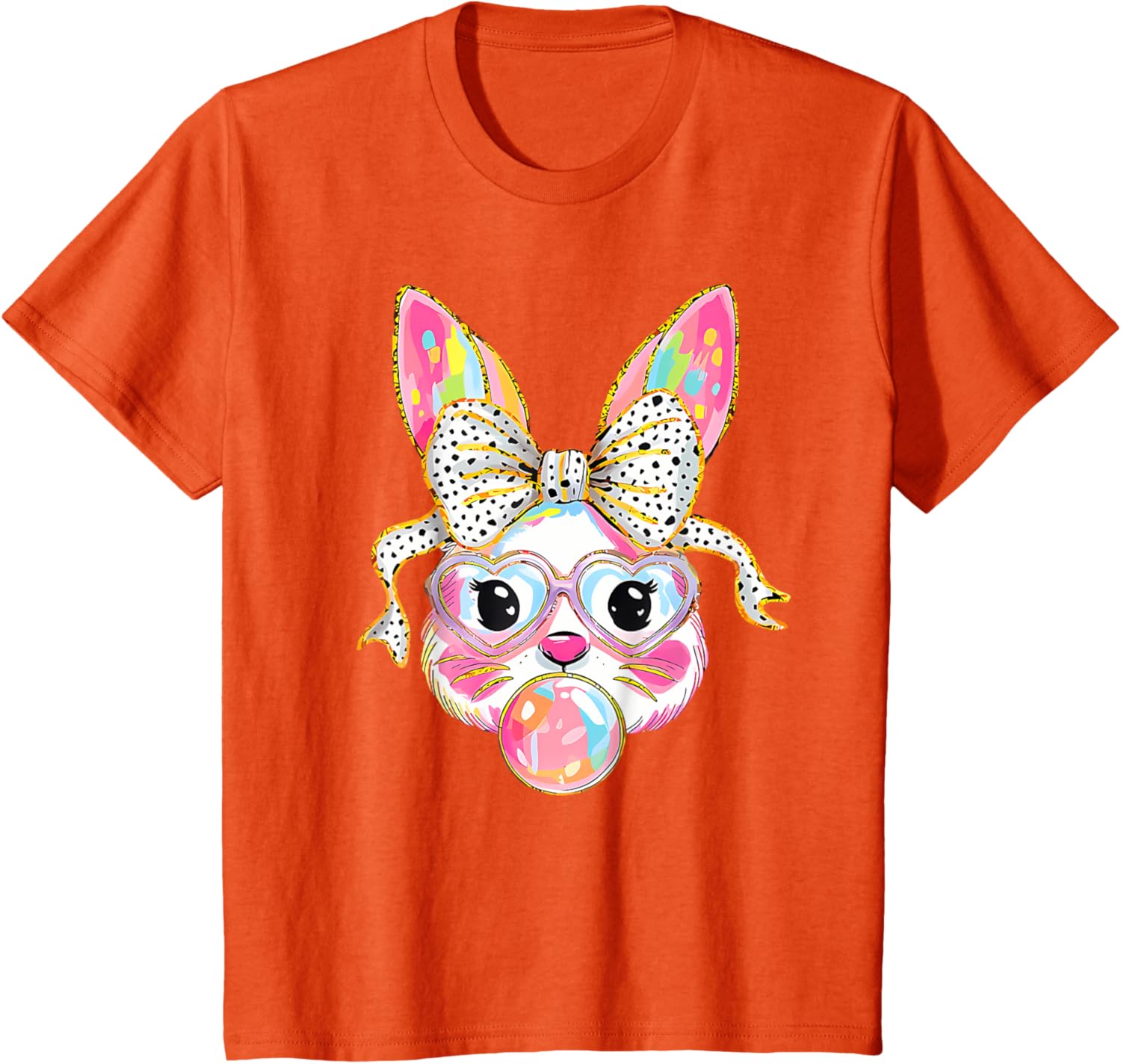 Dy Cute Bunny Face Tie Dye Glasses Coquette Bow Easter Day T-Shirt