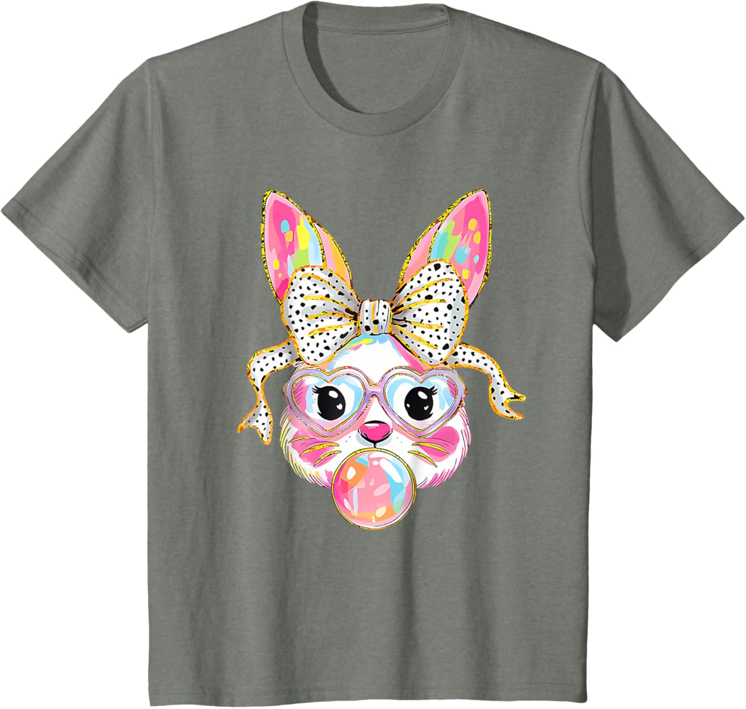 Dy Cute Bunny Face Tie Dye Glasses Coquette Bow Easter Day T-Shirt