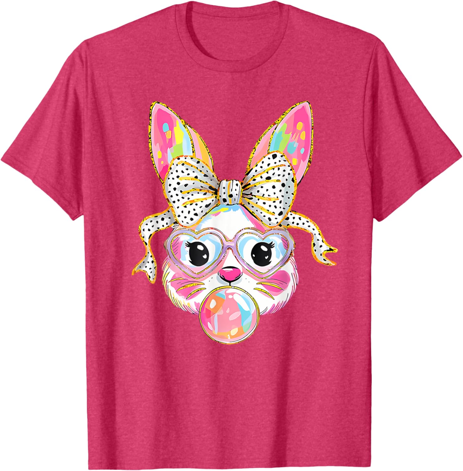 Dy Cute Bunny Face Tie Dye Glasses Coquette Bow Easter Day T-Shirt