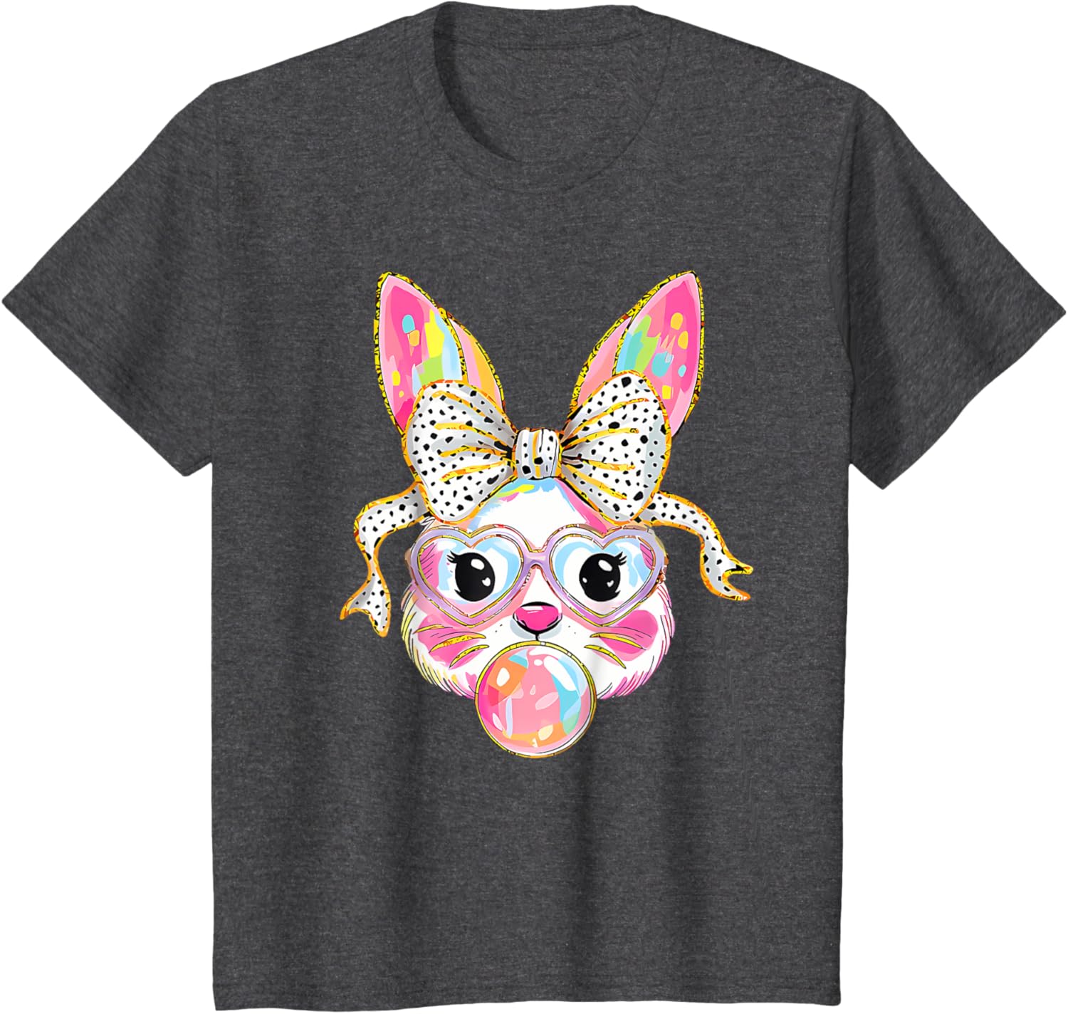 Dy Cute Bunny Face Tie Dye Glasses Coquette Bow Easter Day T-Shirt