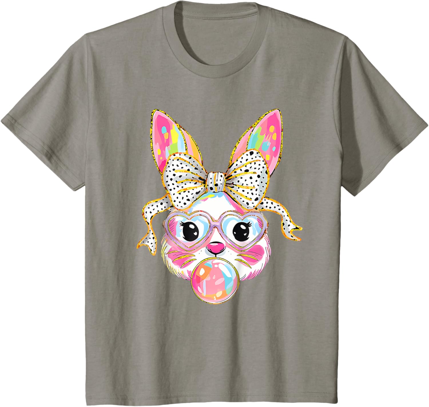 Dy Cute Bunny Face Tie Dye Glasses Coquette Bow Easter Day T-Shirt