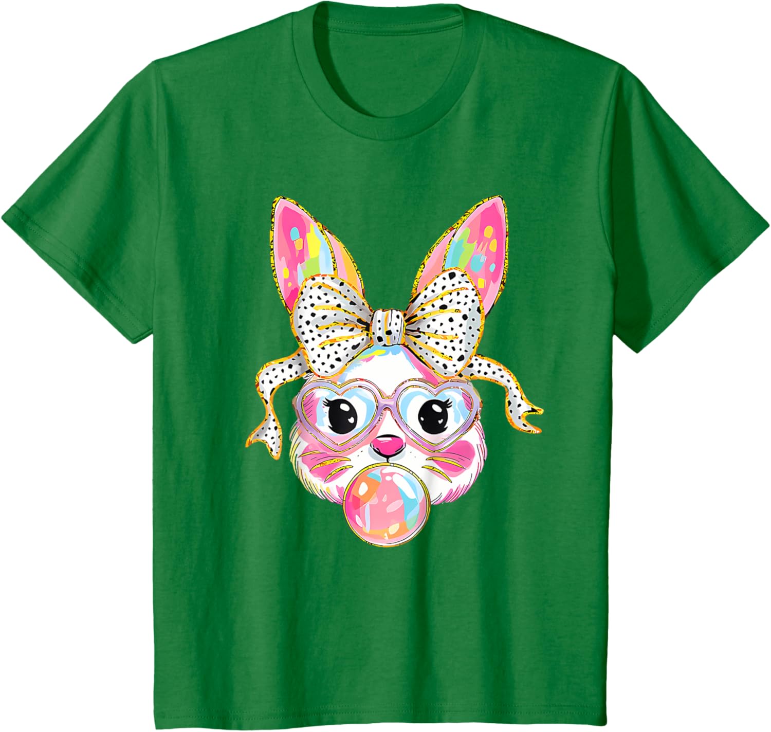 Dy Cute Bunny Face Tie Dye Glasses Coquette Bow Easter Day T-Shirt