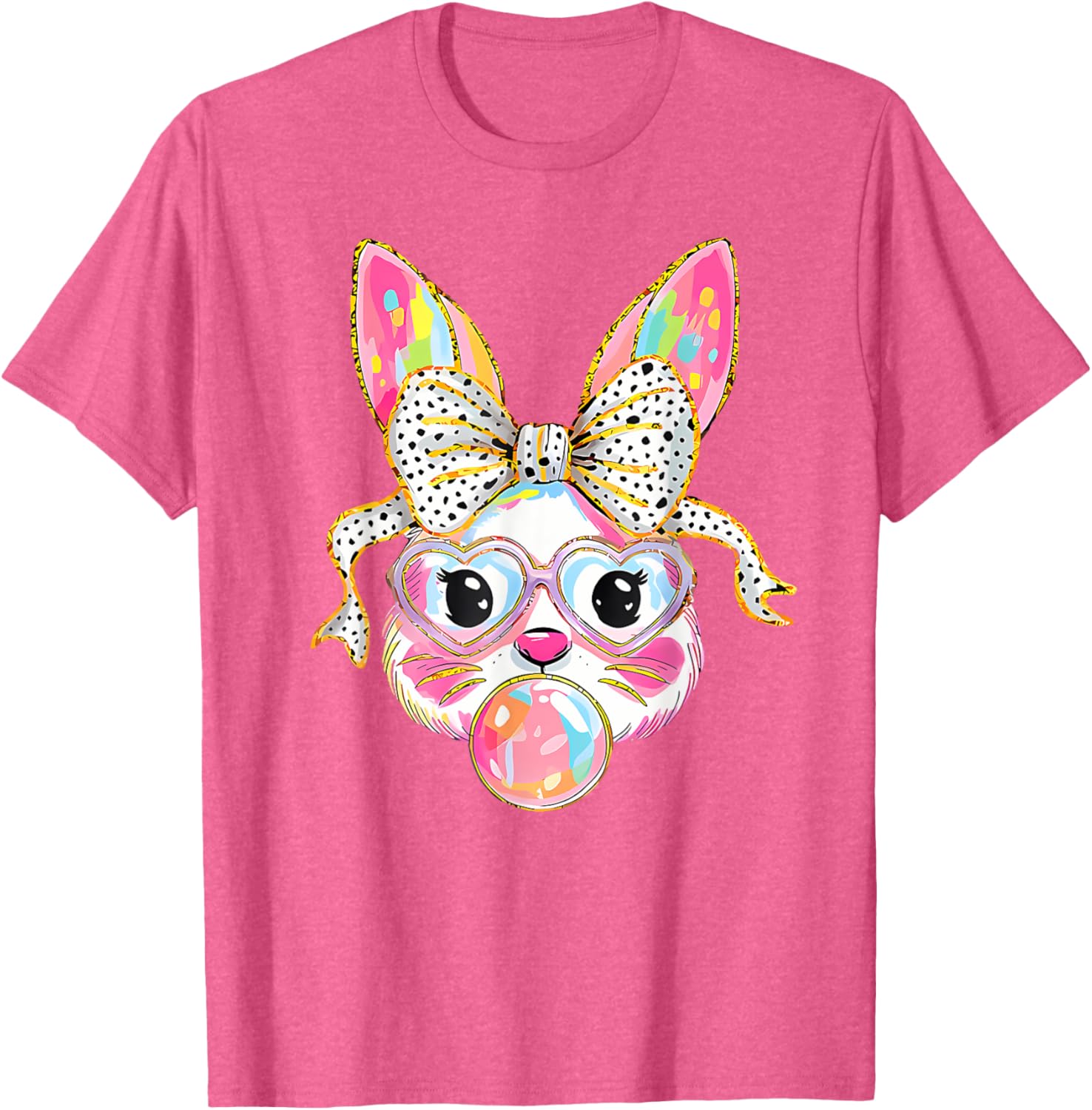 Dy Cute Bunny Face Tie Dye Glasses Coquette Bow Easter Day T-Shirt