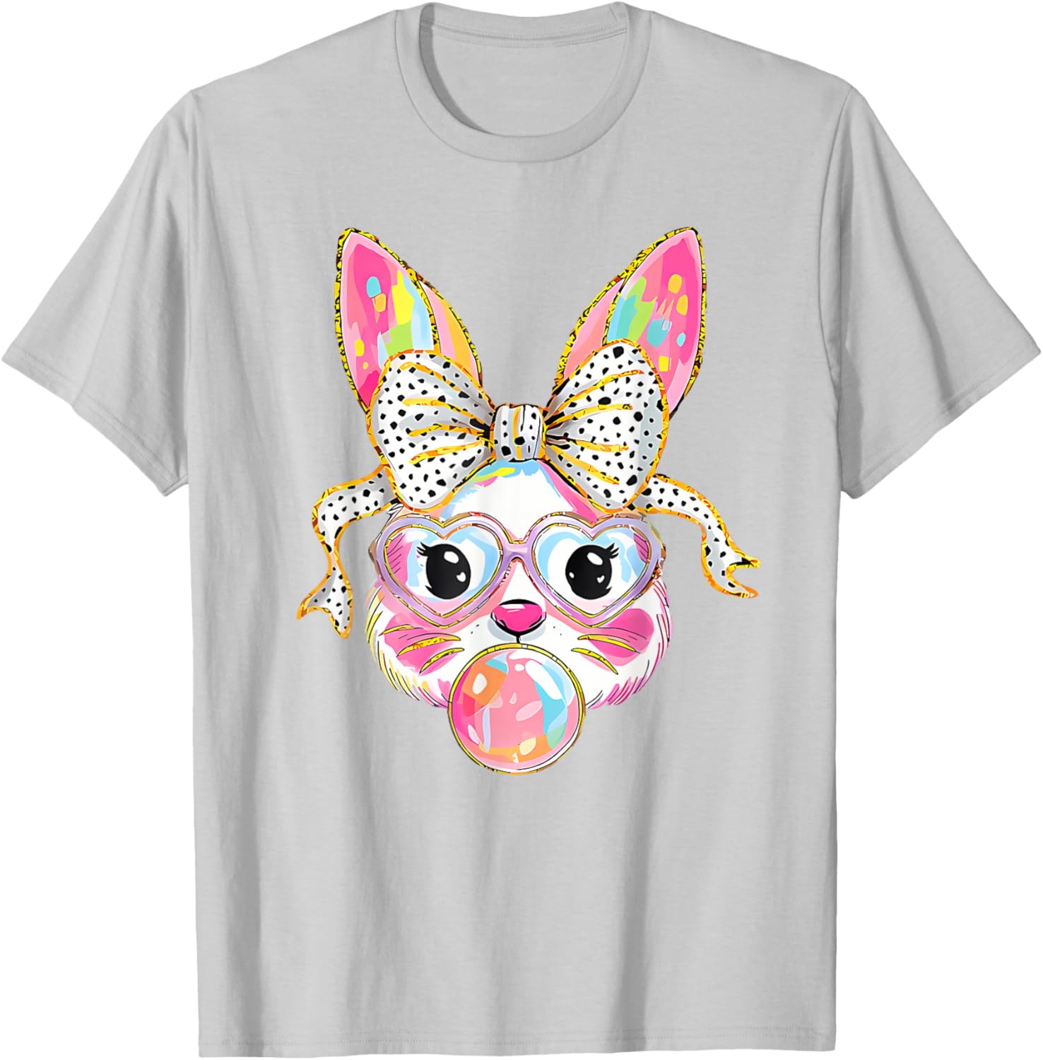 Dy Cute Bunny Face Tie Dye Glasses Coquette Bow Easter Day T-Shirt