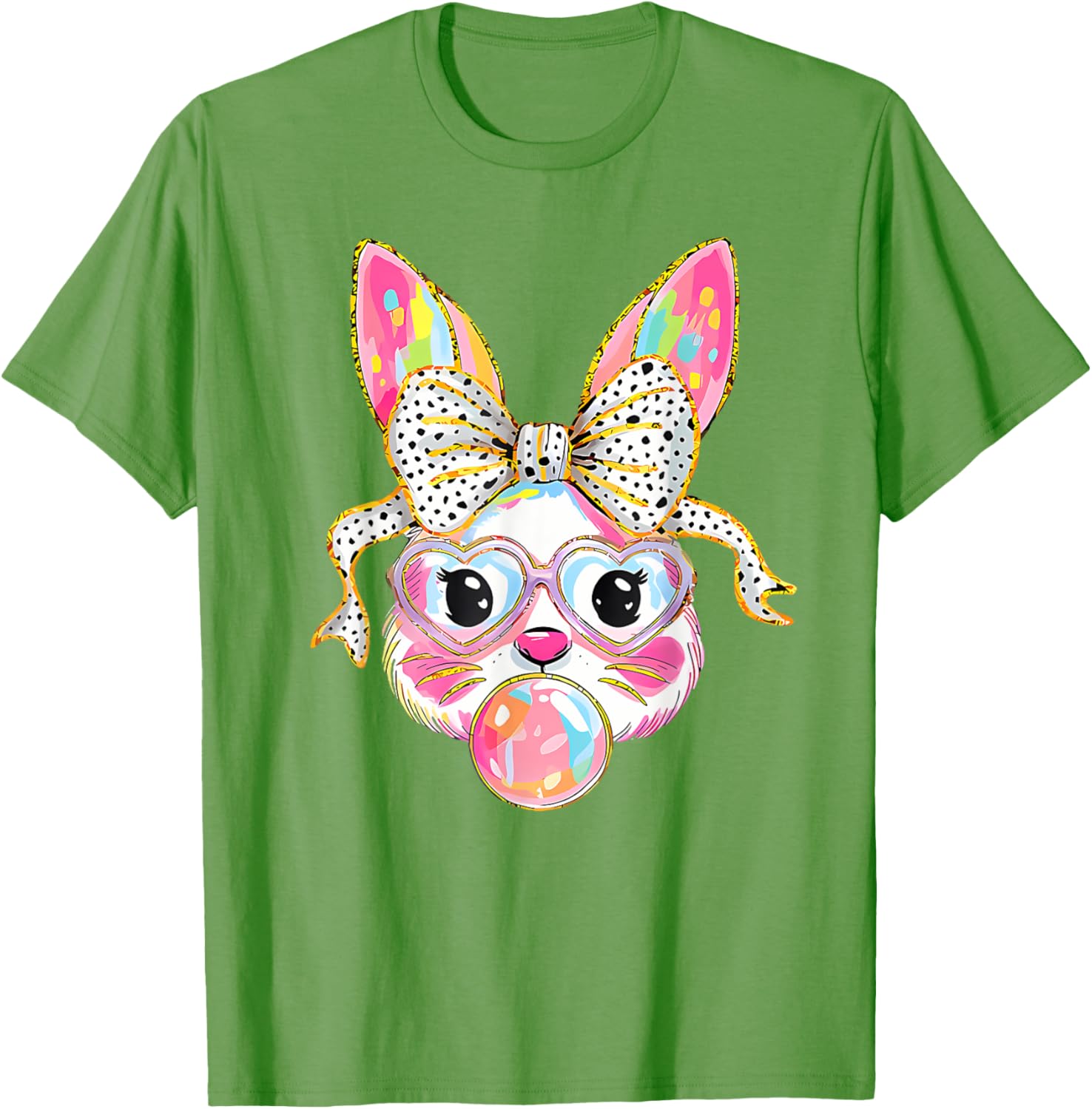 Dy Cute Bunny Face Tie Dye Glasses Coquette Bow Easter Day T-Shirt