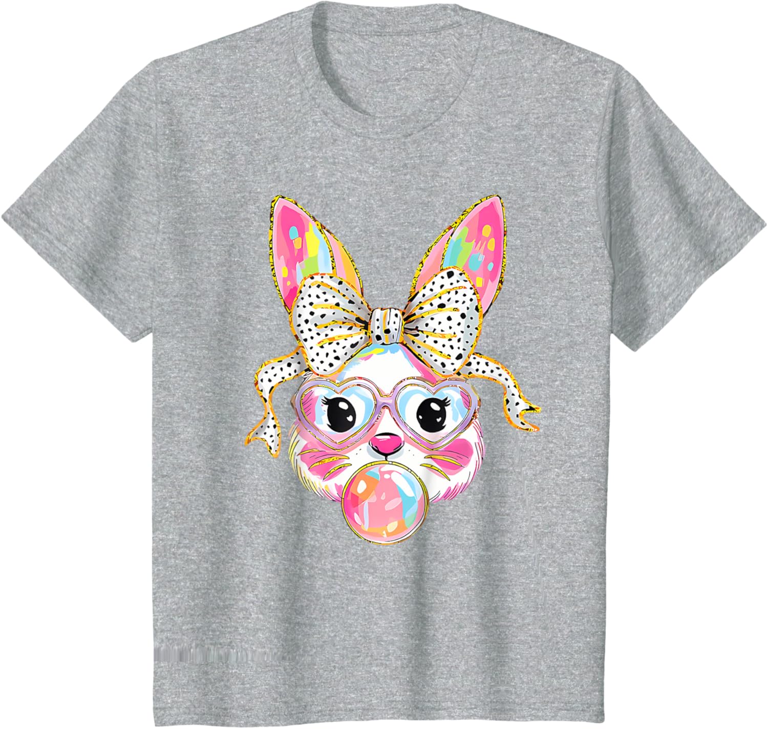 Dy Cute Bunny Face Tie Dye Glasses Coquette Bow Easter Day T-Shirt