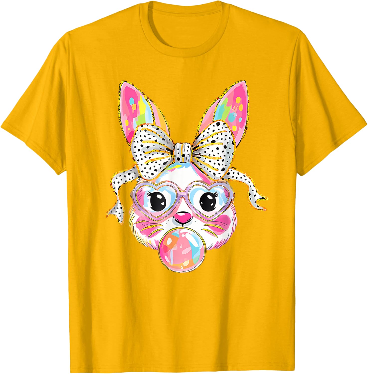 Dy Cute Bunny Face Tie Dye Glasses Coquette Bow Easter Day T-Shirt