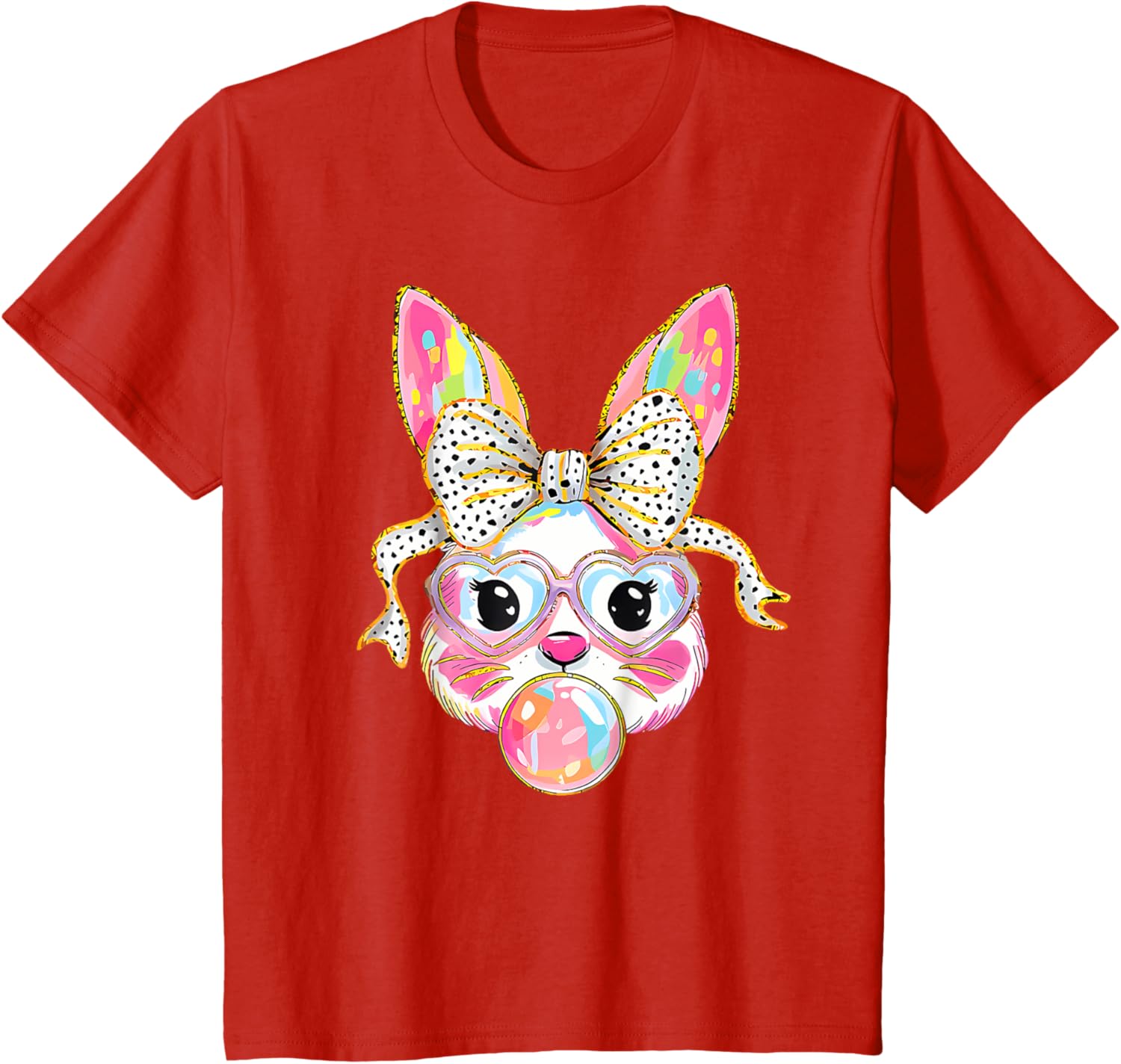 Dy Cute Bunny Face Tie Dye Glasses Coquette Bow Easter Day T-Shirt