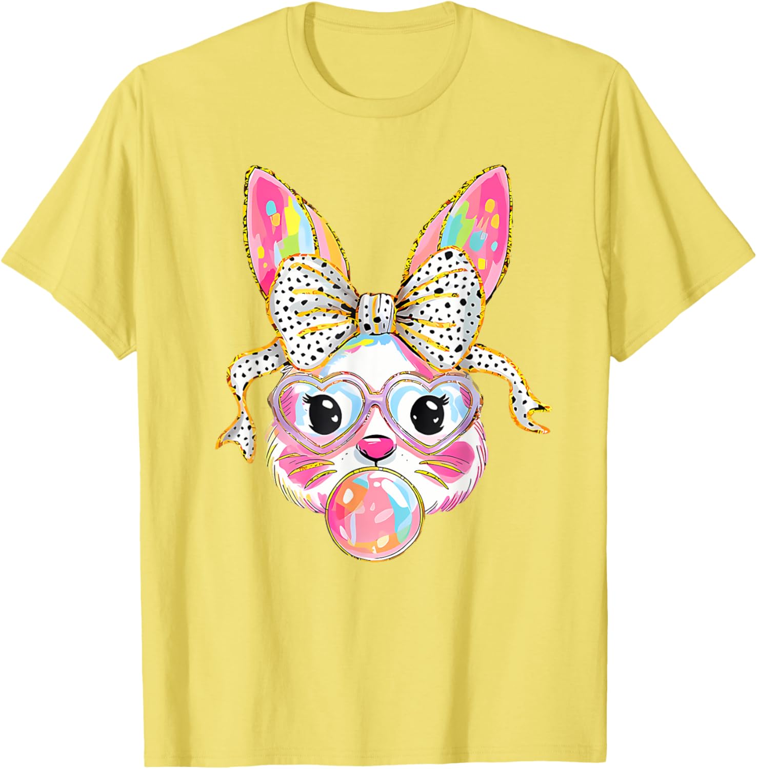 Dy Cute Bunny Face Tie Dye Glasses Coquette Bow Easter Day T-Shirt