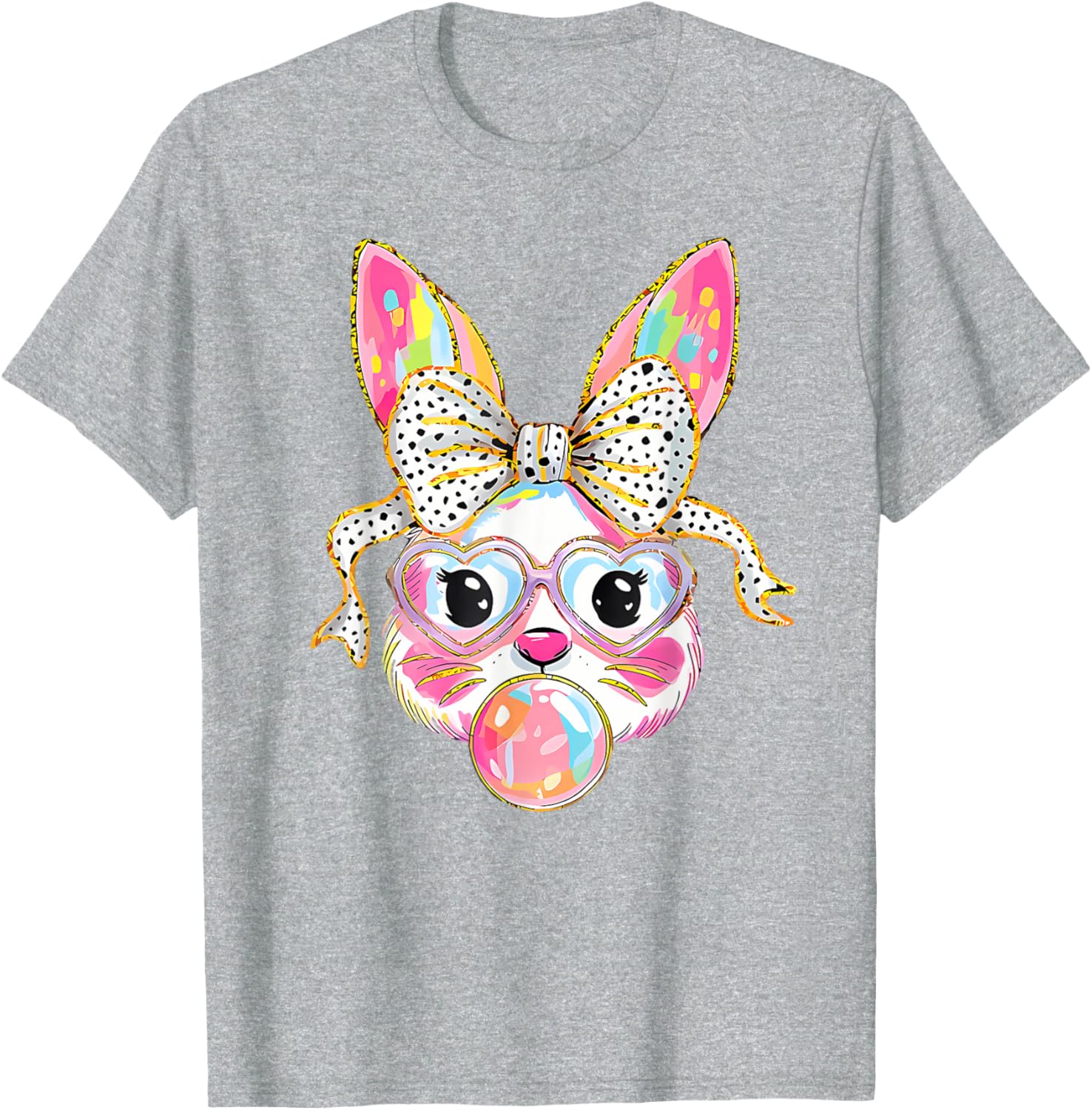 Dy Cute Bunny Face Tie Dye Glasses Coquette Bow Easter Day T-Shirt