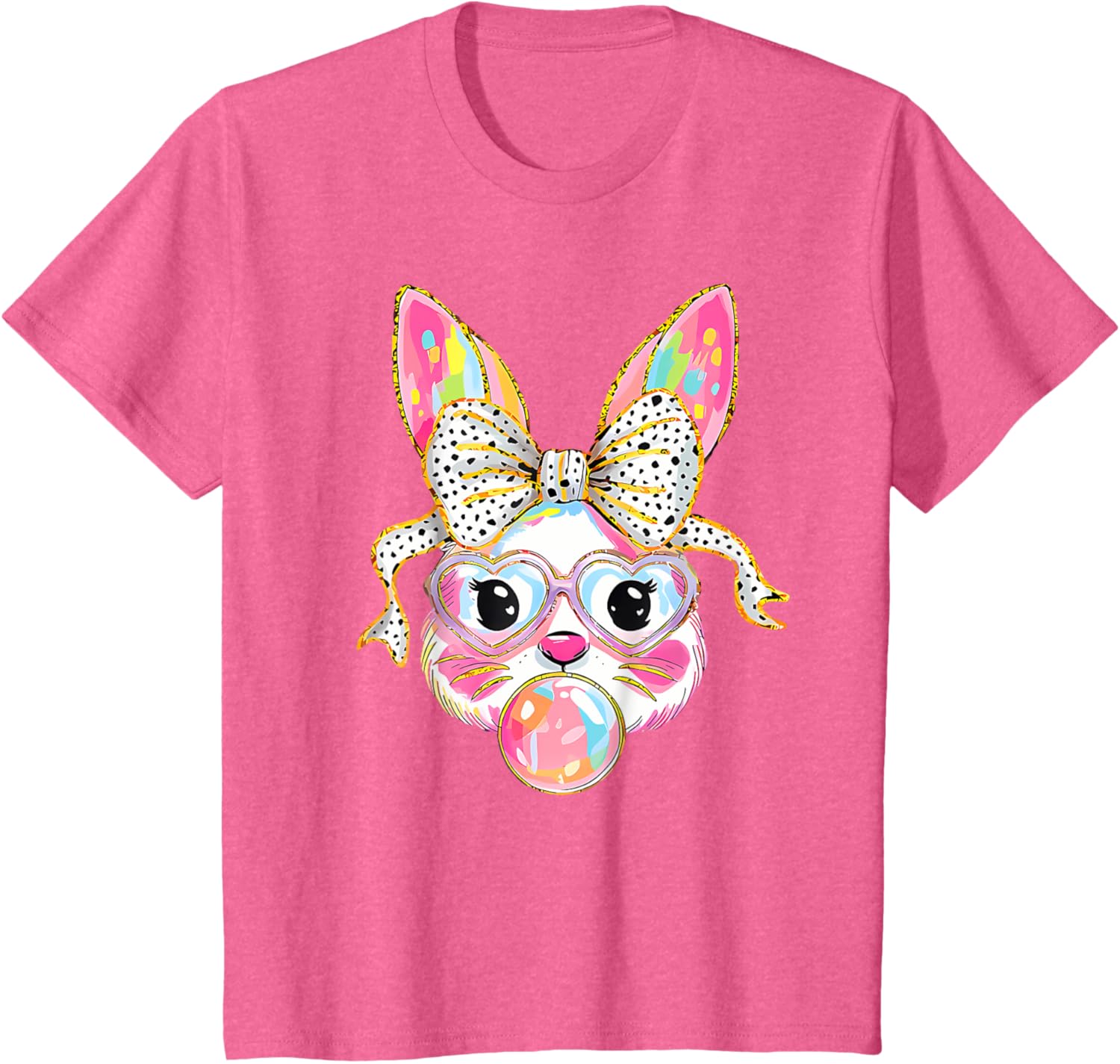 Dy Cute Bunny Face Tie Dye Glasses Coquette Bow Easter Day T-Shirt