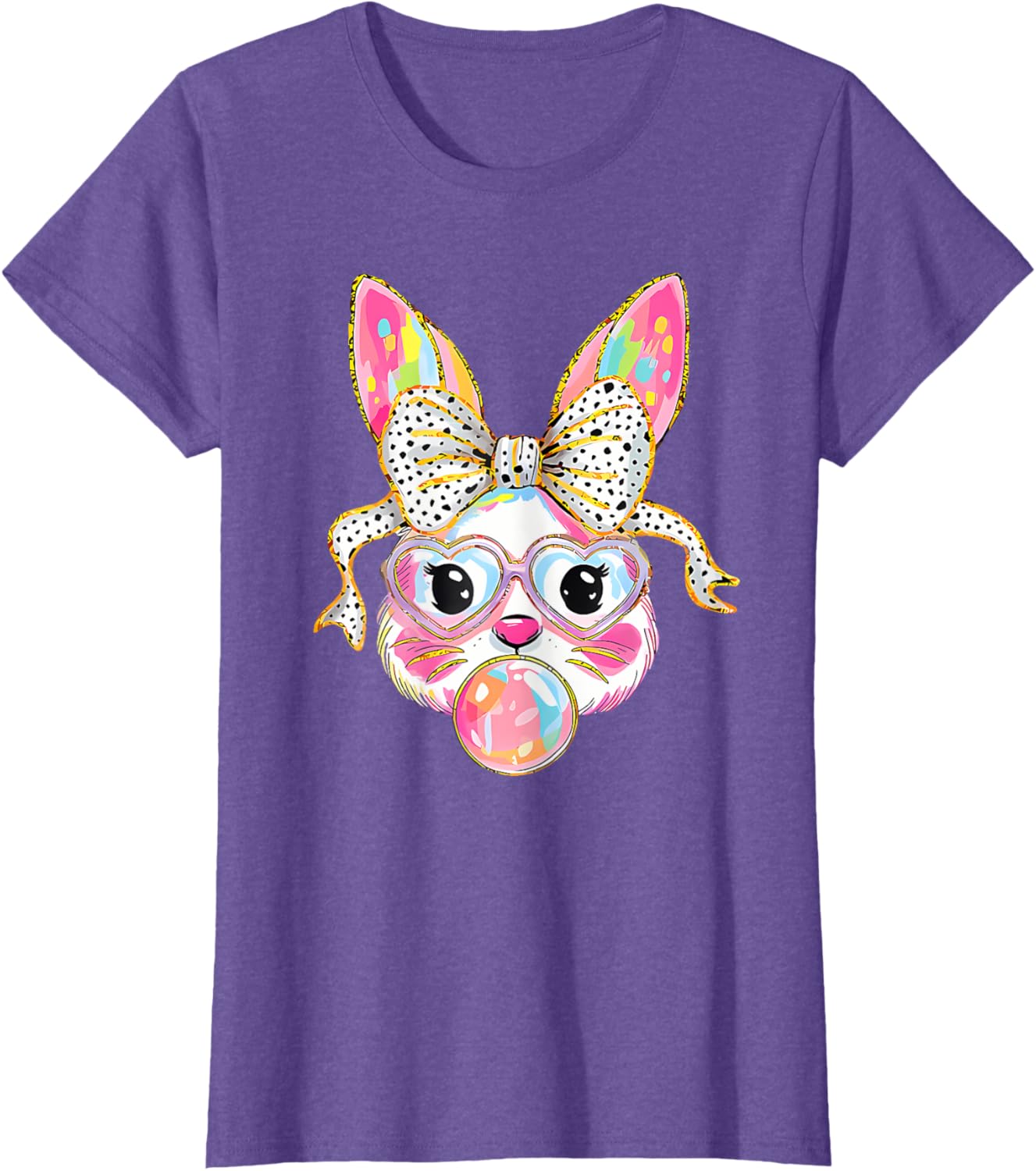 Dy Cute Bunny Face Tie Dye Glasses Coquette Bow Easter Day T-Shirt