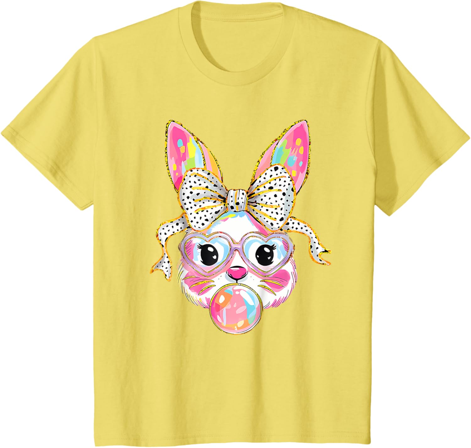 Dy Cute Bunny Face Tie Dye Glasses Coquette Bow Easter Day T-Shirt