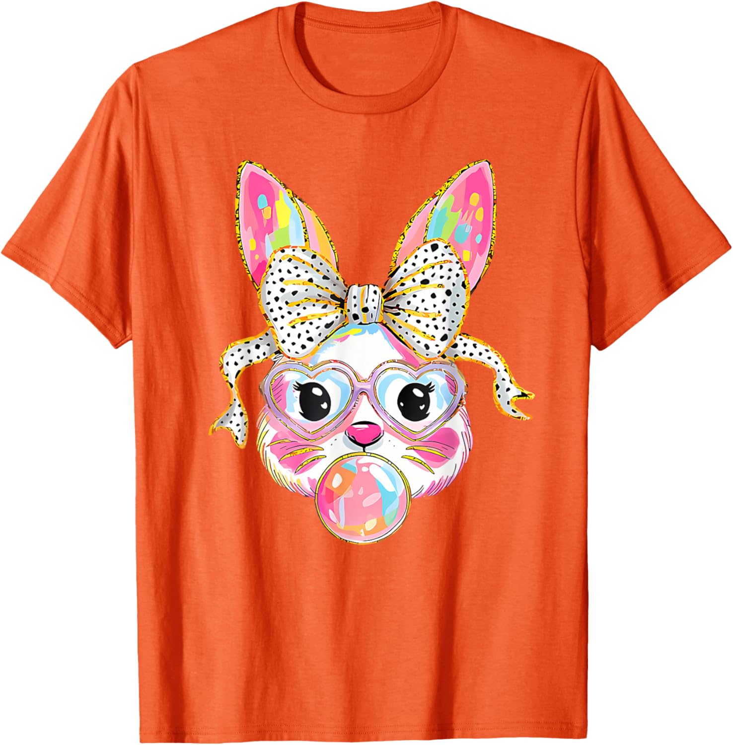 Dy Cute Bunny Face Tie Dye Glasses Coquette Bow Easter Day T-Shirt