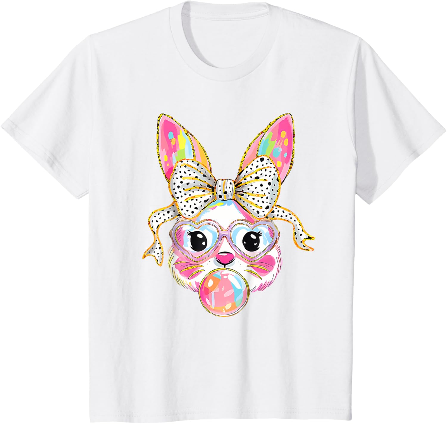 Dy Cute Bunny Face Tie Dye Glasses Coquette Bow Easter Day T-Shirt