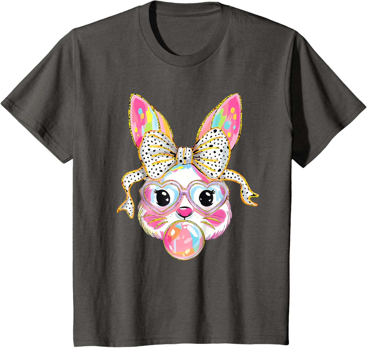 Dy Cute Bunny Face Tie Dye Glasses Coquette Bow Easter Day T-Shirt