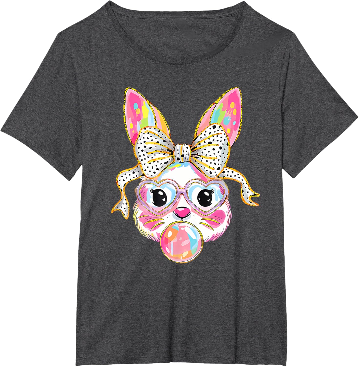 Dy Cute Bunny Face Tie Dye Glasses Coquette Bow Easter Day T-Shirt