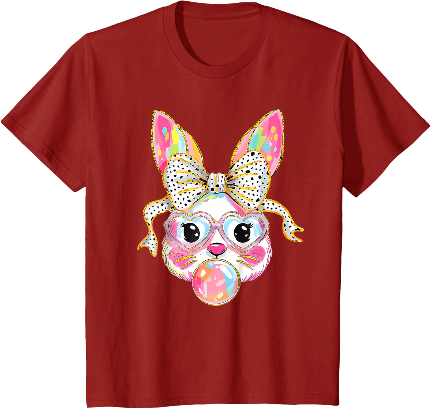 Dy Cute Bunny Face Tie Dye Glasses Coquette Bow Easter Day T-Shirt