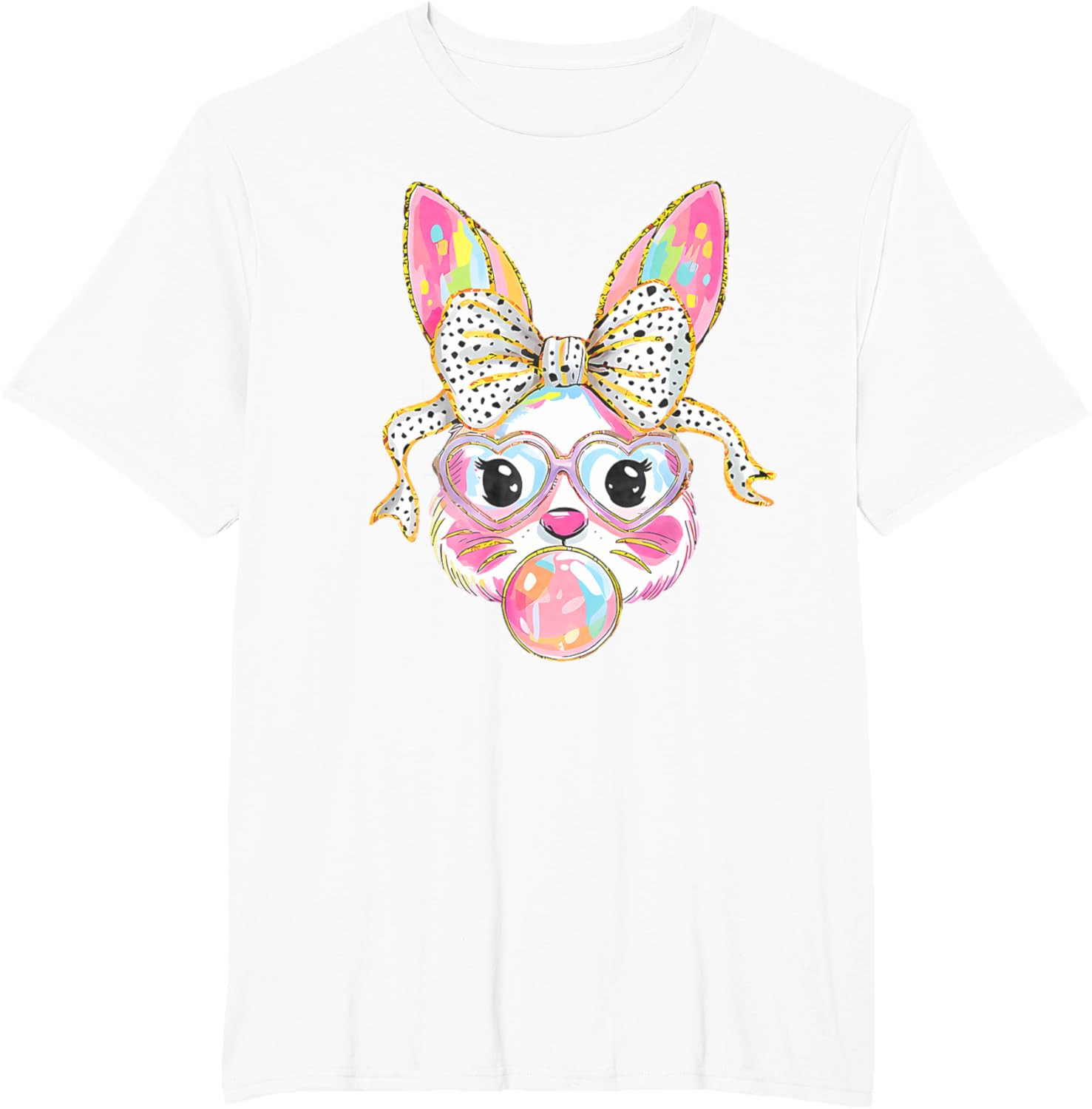 Dy Cute Bunny Face Tie Dye Glasses Coquette Bow Easter Day T-Shirt