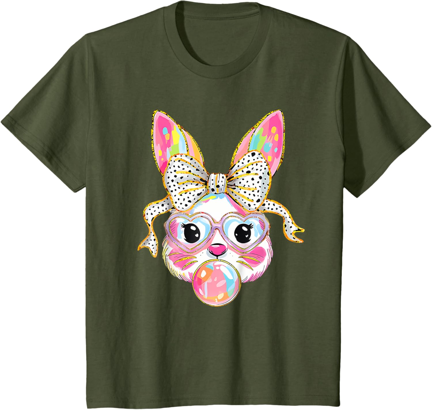 Dy Cute Bunny Face Tie Dye Glasses Coquette Bow Easter Day T-Shirt