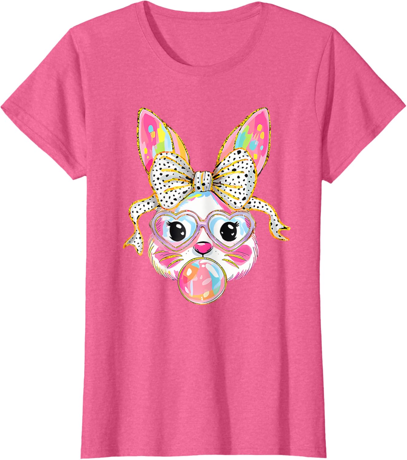 Dy Cute Bunny Face Tie Dye Glasses Coquette Bow Easter Day T-Shirt