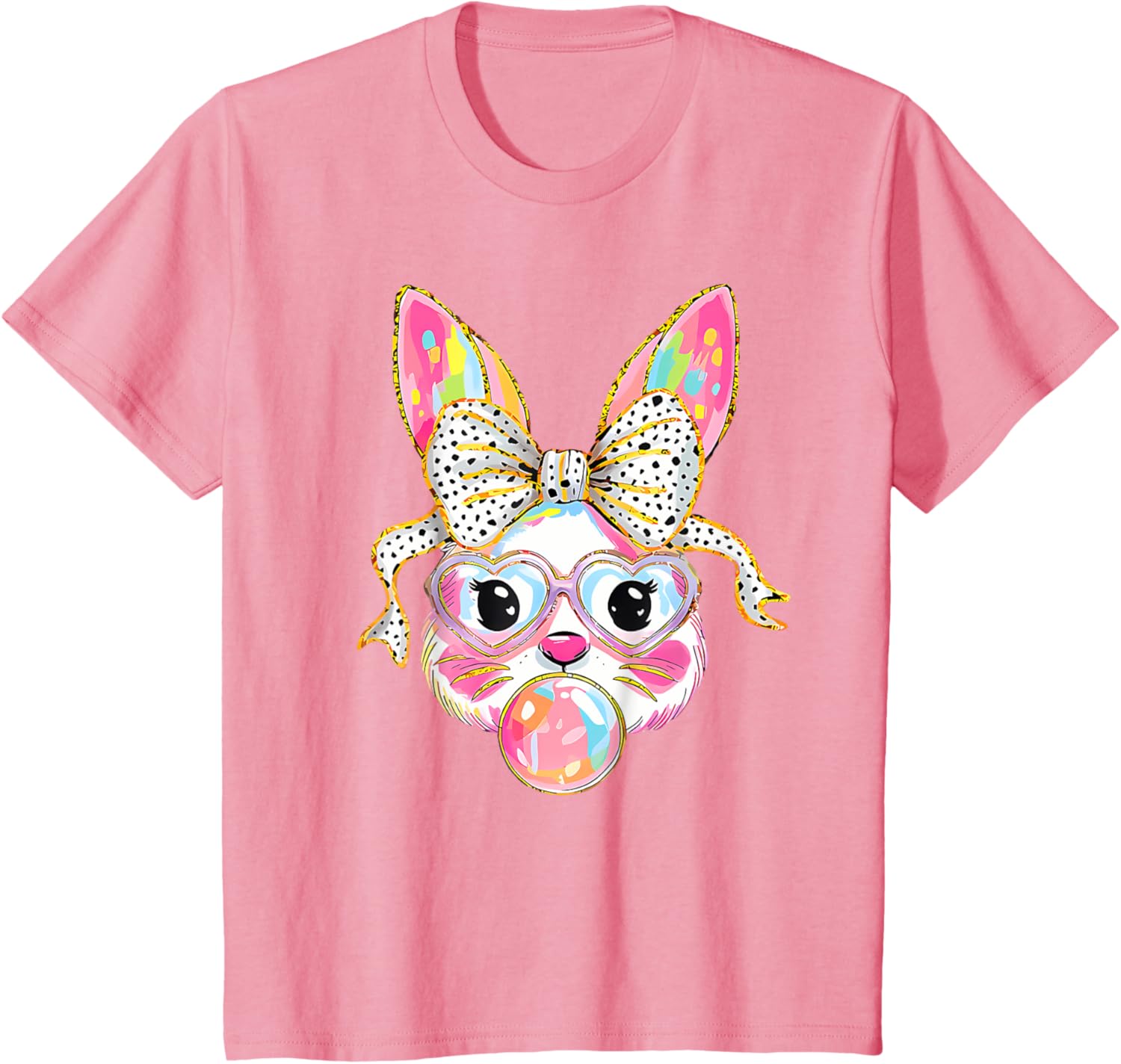 Dy Cute Bunny Face Tie Dye Glasses Coquette Bow Easter Day T-Shirt