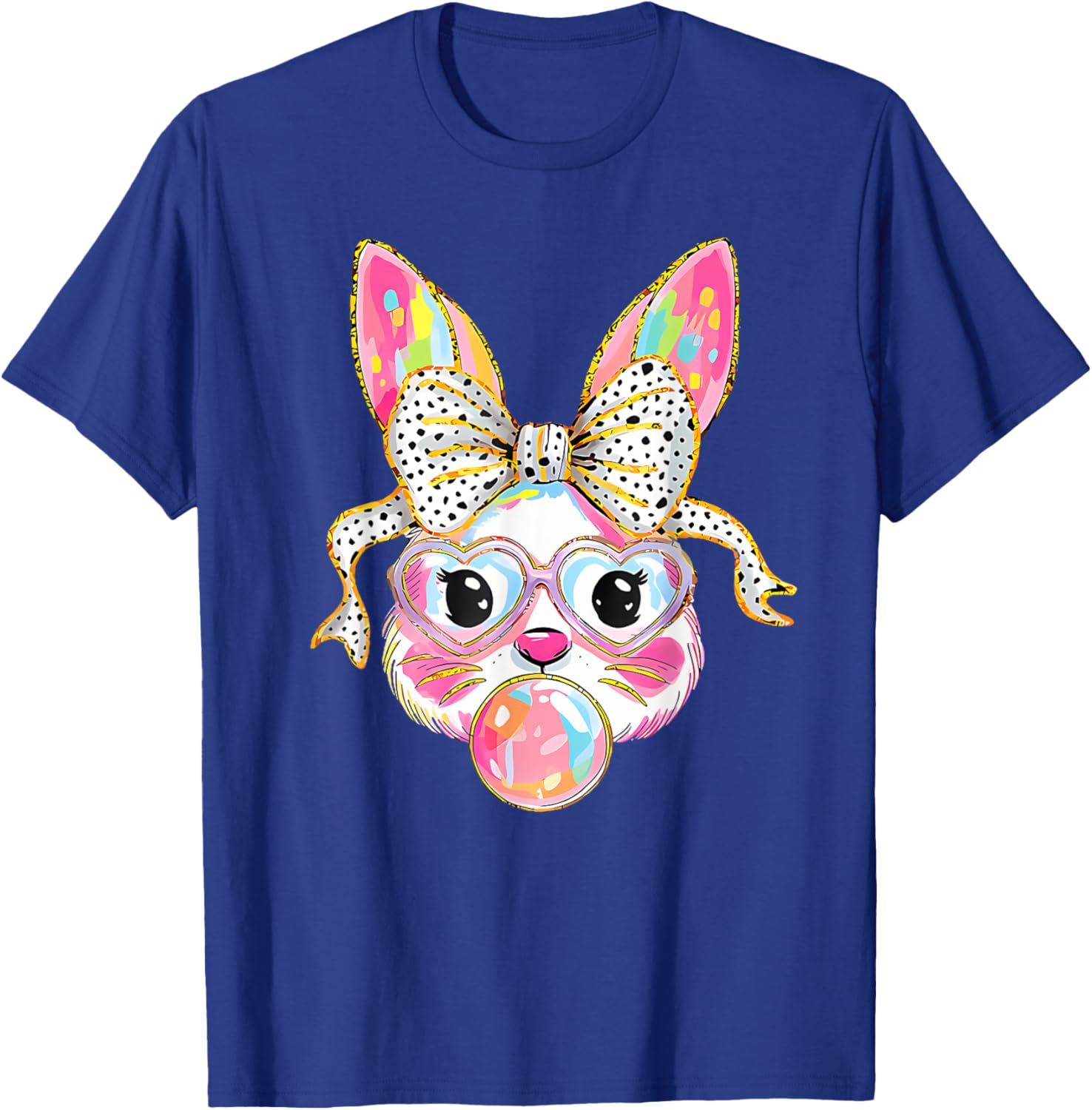 Dy Cute Bunny Face Tie Dye Glasses Coquette Bow Easter Day T-Shirt