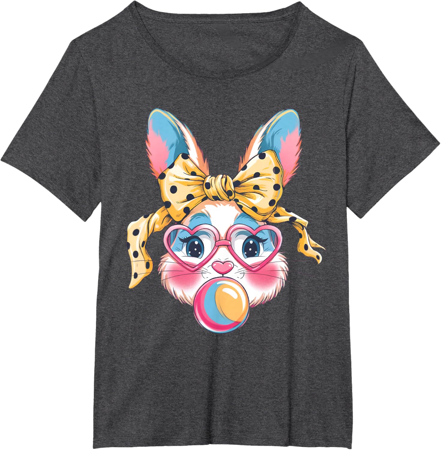 Dy Cute Bunny Face Tie Dye Glasses Easter Bunny Coquette Bow T-Shirt