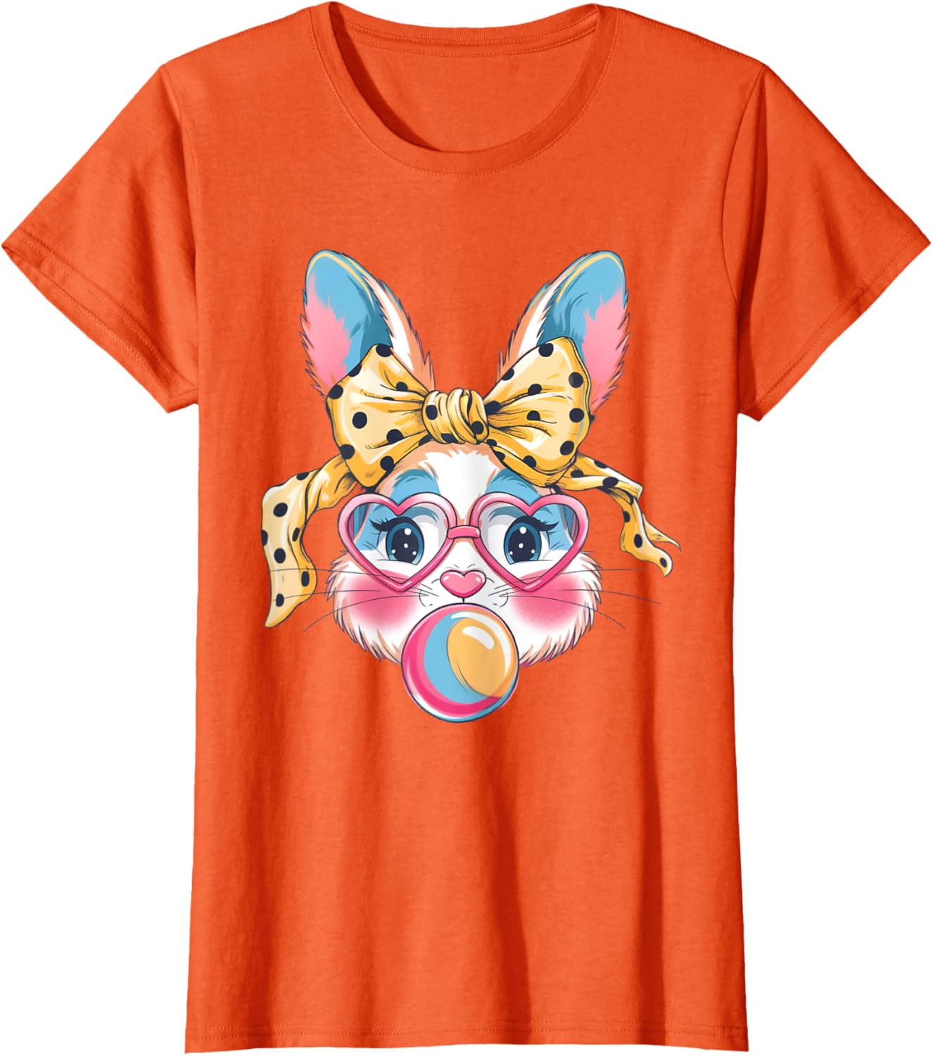 Dy Cute Bunny Face Tie Dye Glasses Easter Bunny Coquette Bow T-Shirt