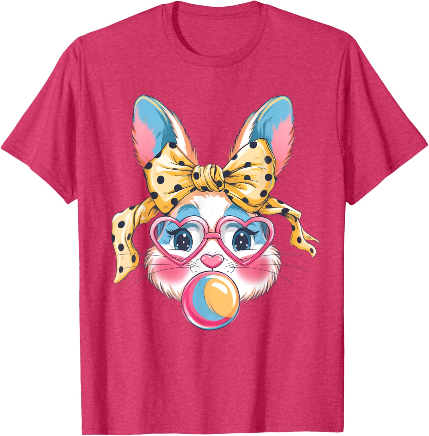 Dy Cute Bunny Face Tie Dye Glasses Easter Bunny Coquette Bow T-Shirt