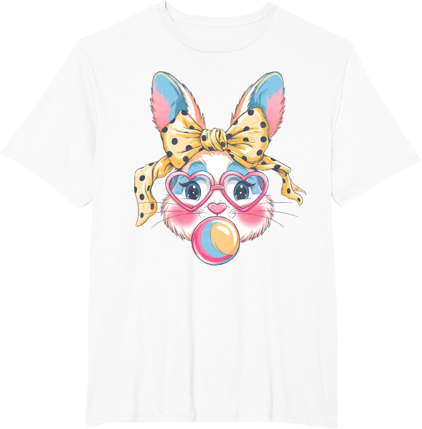 Dy Cute Bunny Face Tie Dye Glasses Easter Bunny Coquette Bow T-Shirt