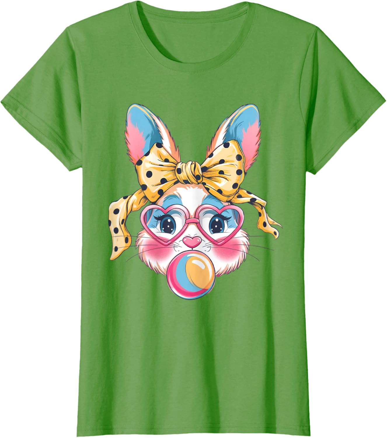 Dy Cute Bunny Face Tie Dye Glasses Easter Bunny Coquette Bow T-Shirt