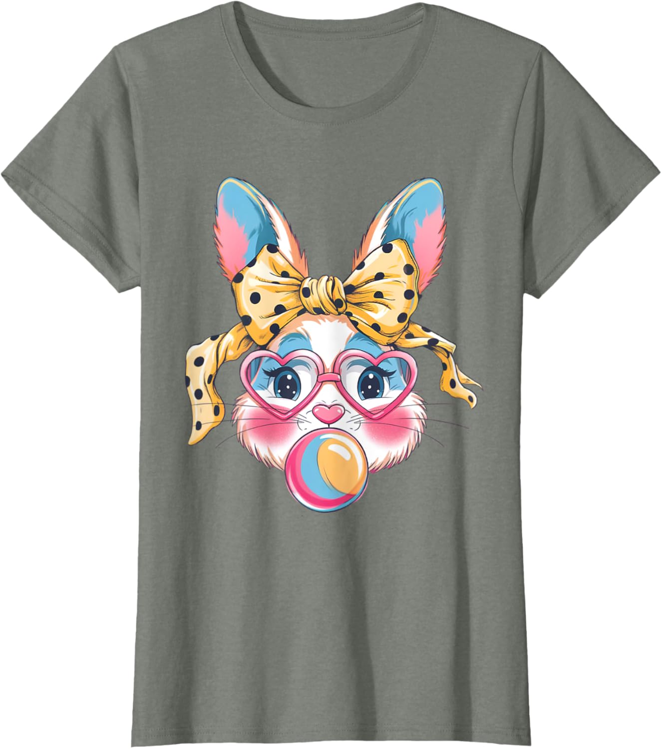 Dy Cute Bunny Face Tie Dye Glasses Easter Bunny Coquette Bow T-Shirt