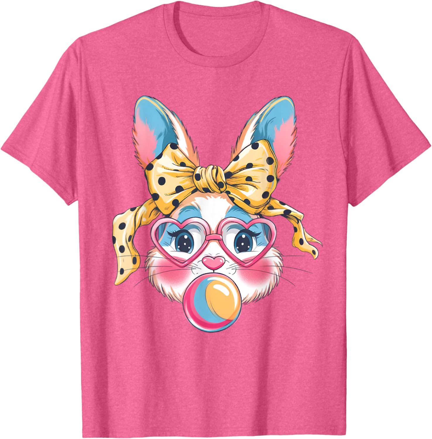 Dy Cute Bunny Face Tie Dye Glasses Easter Bunny Coquette Bow T-Shirt