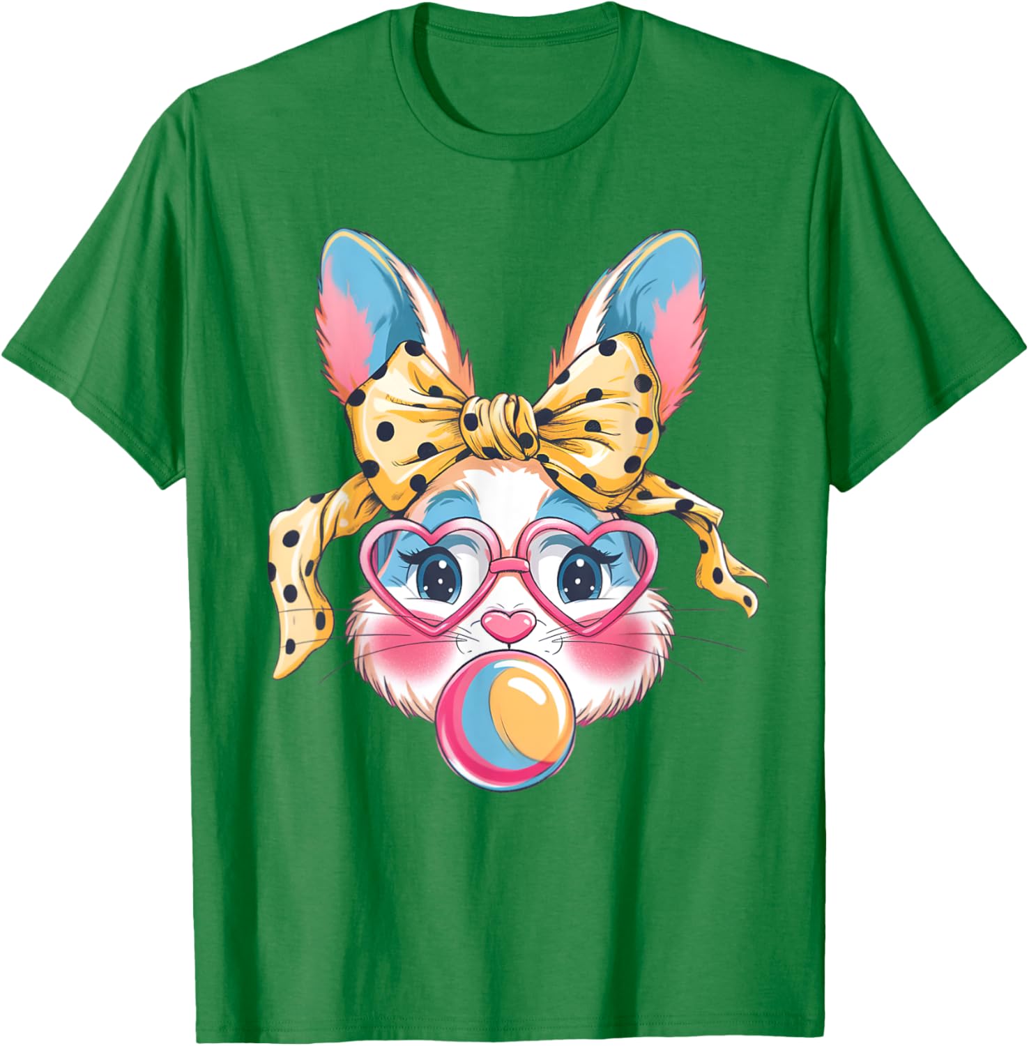 Dy Cute Bunny Face Tie Dye Glasses Easter Bunny Coquette Bow T-Shirt