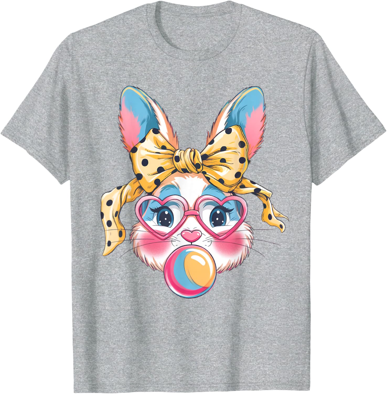 Dy Cute Bunny Face Tie Dye Glasses Easter Bunny Coquette Bow T-Shirt