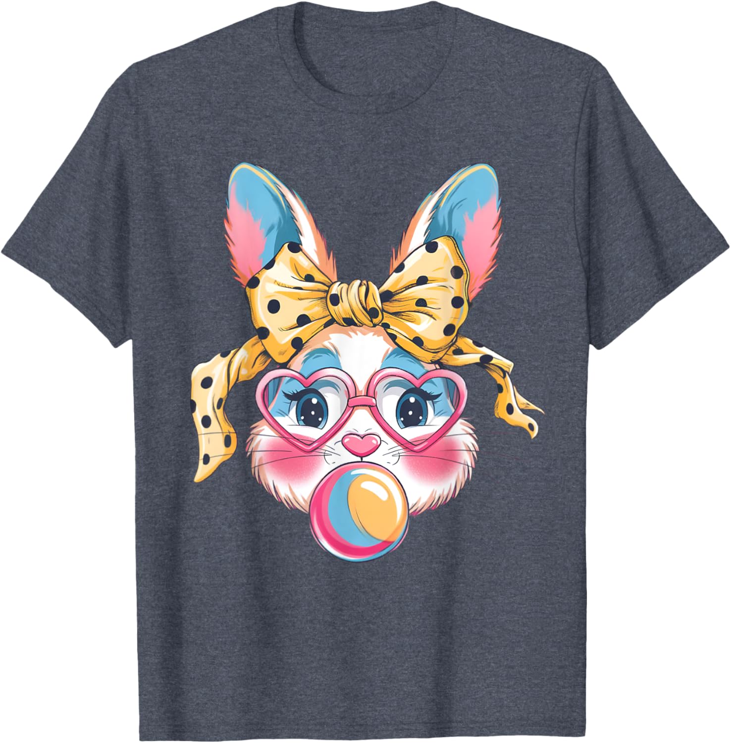 Dy Cute Bunny Face Tie Dye Glasses Easter Bunny Coquette Bow T-Shirt